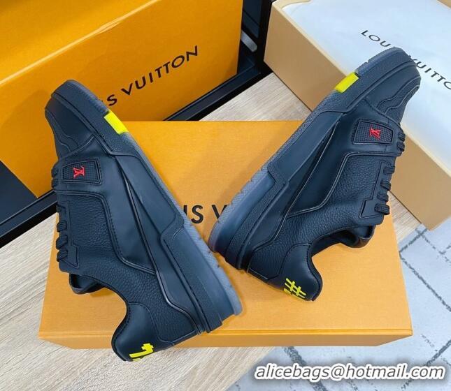 Popular Style Louis Vuitton Men's Trainer Calfskin Sneakers 070556 Black/Yellow