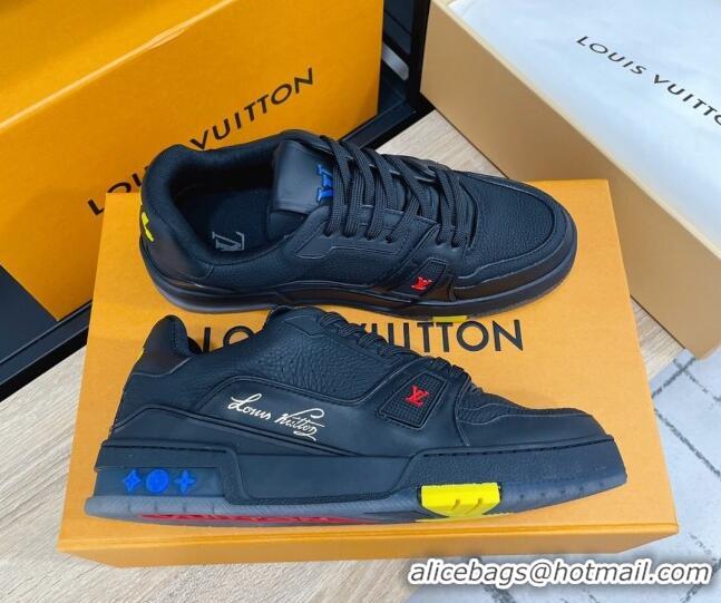 Popular Style Louis Vuitton Men's Trainer Calfskin Sneakers 070556 Black/Yellow