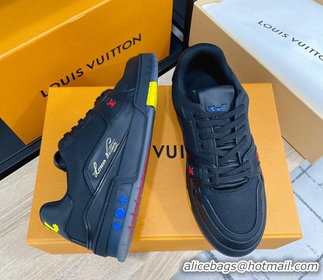 Popular Style Louis Vuitton Men's Trainer Calfskin Sneakers 070556 Black/Yellow