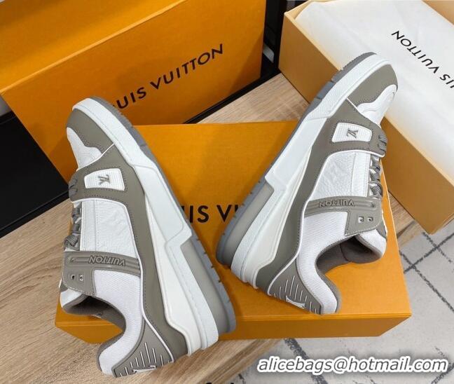 Perfect Louis Vuitton Men's Trainer Monogram Leather Sneakers 070559 White/Grey