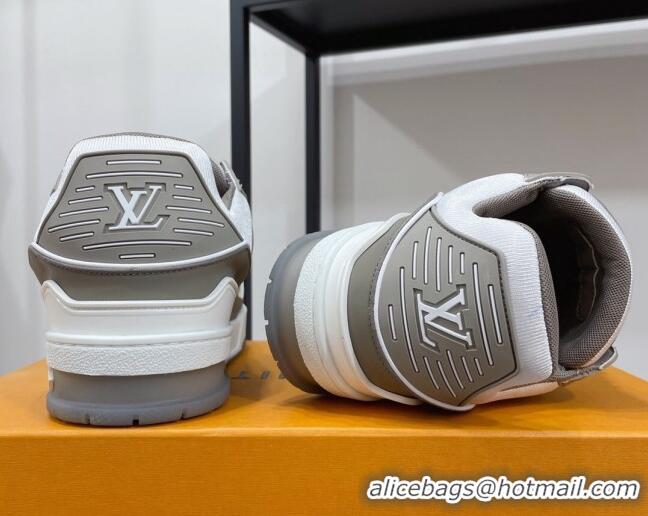 Perfect Louis Vuitton Men's Trainer Monogram Leather Sneakers 070559 White/Grey