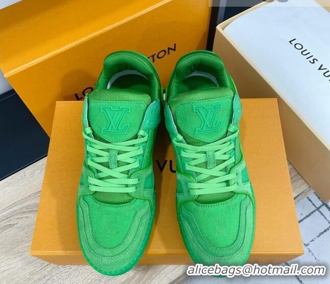 Top Design Louis Vuitton Men's Trainer Monogram Denim Sneakers 070568 Green 2021