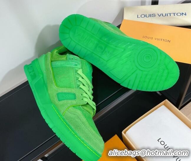 Top Design Louis Vuitton Men's Trainer Monogram Denim Sneakers 070568 Green 2021