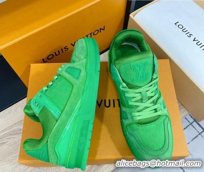 Top Design Louis Vuitton Men's Trainer Monogram Denim Sneakers 070568 Green 2021