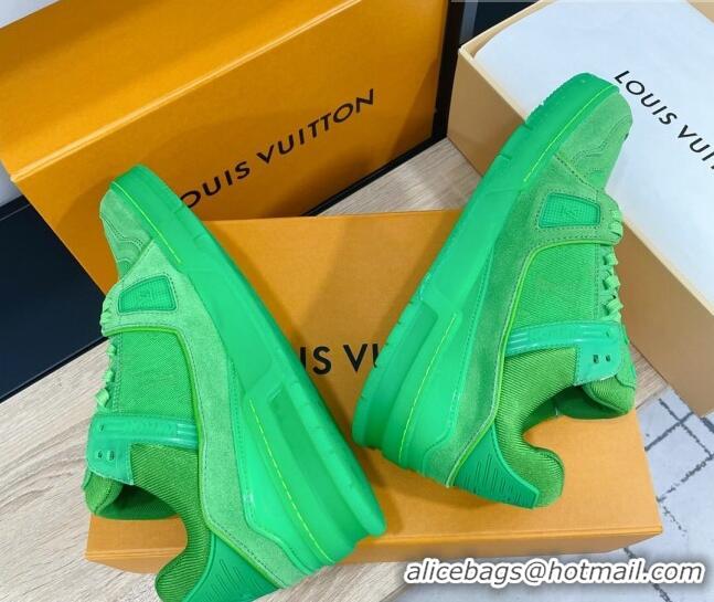 Top Design Louis Vuitton Men's Trainer Monogram Denim Sneakers 070568 Green 2021