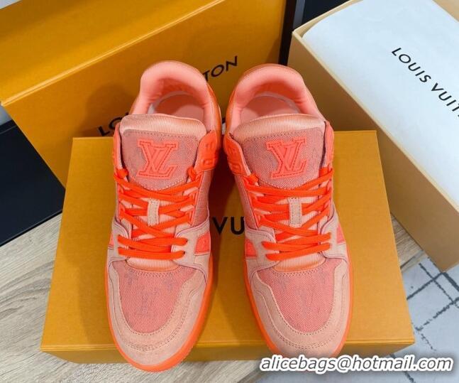 Best Price Louis Vuitton Men's Trainer Monogram Denim Sneakers 070568 Orange 2021