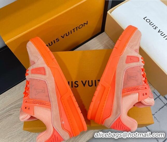 Best Price Louis Vuitton Men's Trainer Monogram Denim Sneakers 070568 Orange 2021