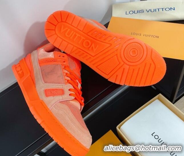 Best Price Louis Vuitton Men's Trainer Monogram Denim Sneakers 070568 Orange 2021