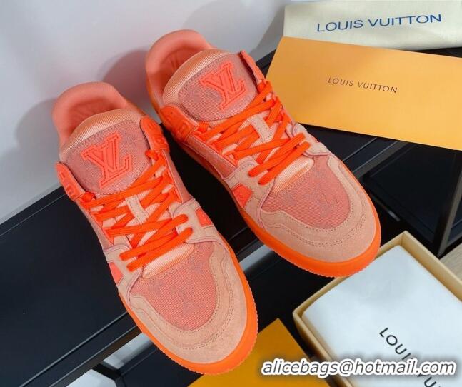 Best Price Louis Vuitton Men's Trainer Monogram Denim Sneakers 070568 Orange 2021