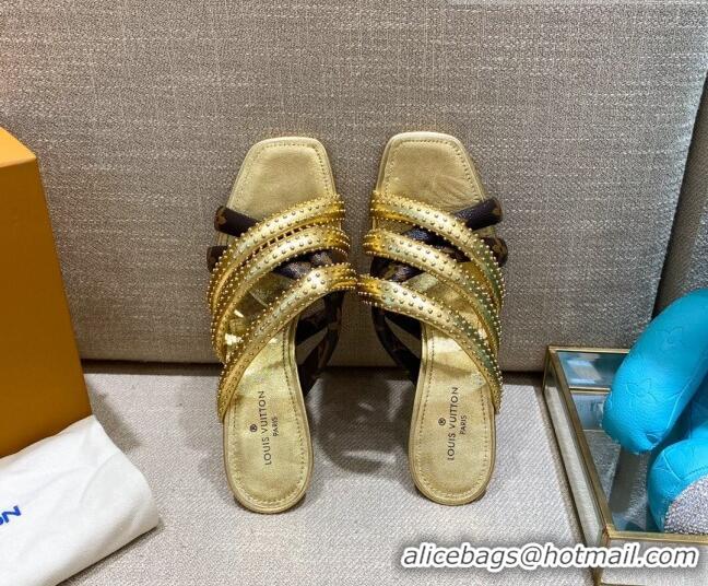 Top Quality Louis Vuitton Revival Mules 5.5cm 070606 Gold 2021