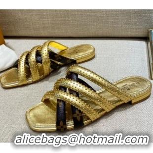 Custom Louis Vuitton Revival Flat Mules 070611 Gold