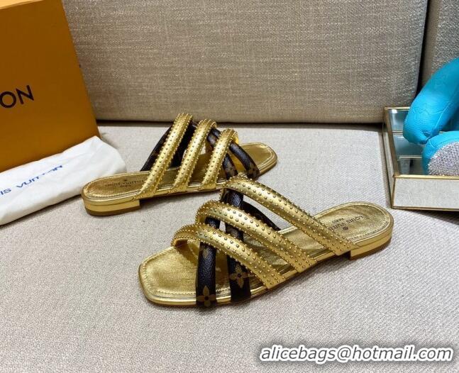 Custom Louis Vuitton Revival Flat Mules 070611 Gold