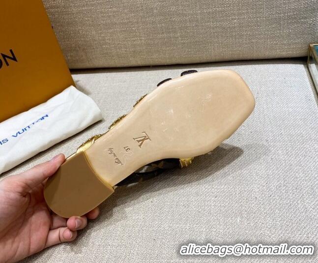 Custom Louis Vuitton Revival Flat Mules 070611 Gold