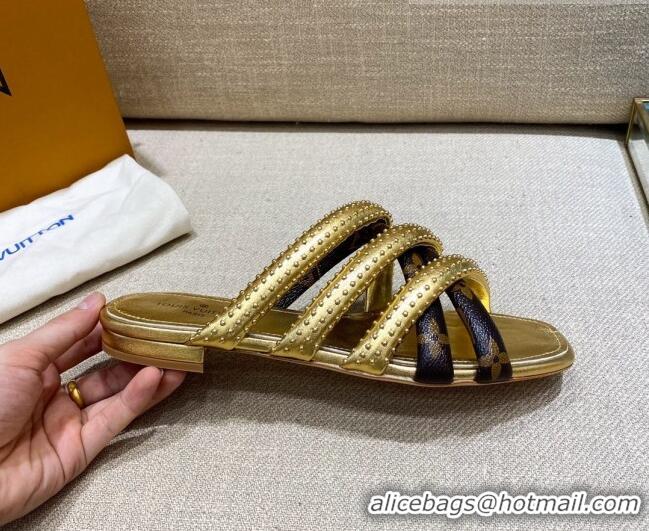 Custom Louis Vuitton Revival Flat Mules 070611 Gold