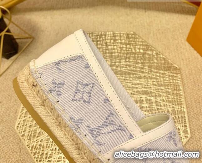 Cute Louis Vuitton Monogram Denim Espadrilles White 070872