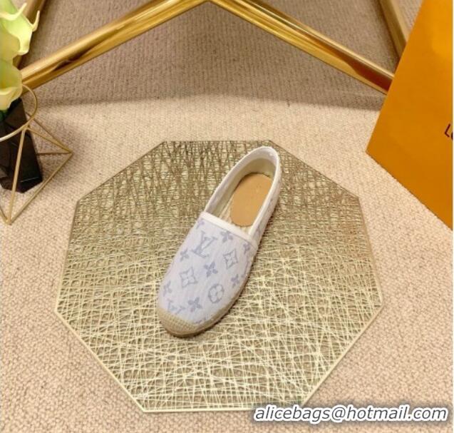 Cute Louis Vuitton Monogram Denim Espadrilles White 070872