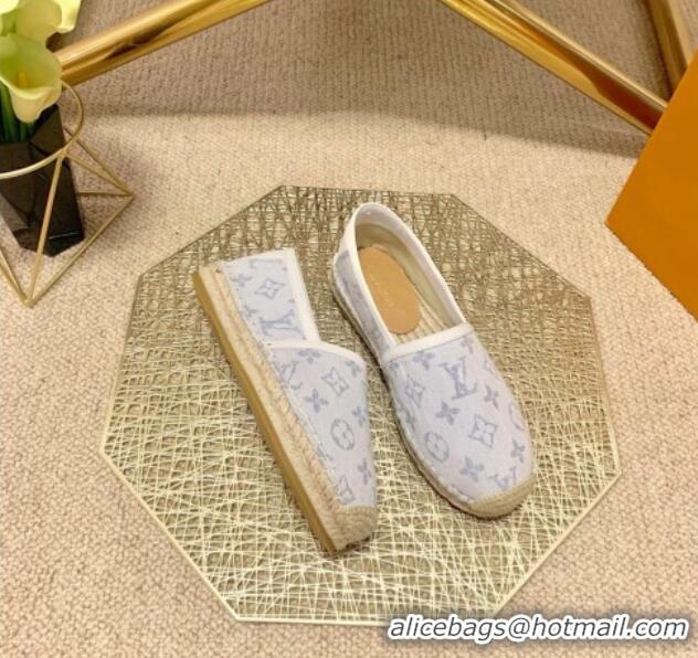 Cute Louis Vuitton Monogram Denim Espadrilles White 070872