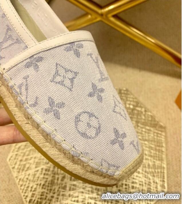 Cute Louis Vuitton Monogram Denim Espadrilles White 070872