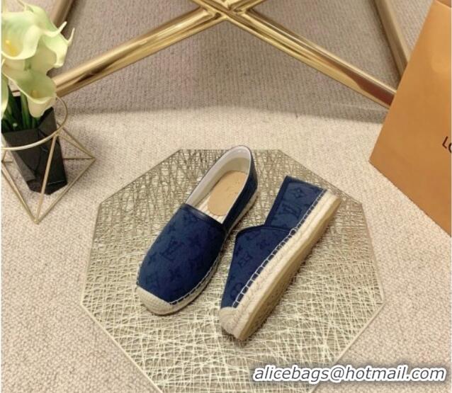 Low Price Louis Vuitton Monogram Denim Espadrilles 070872 Navy Blue