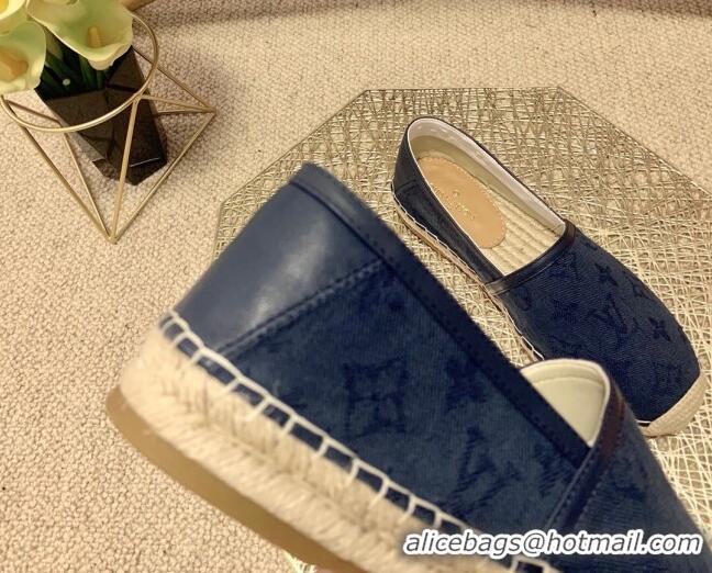 Low Price Louis Vuitton Monogram Denim Espadrilles 070872 Navy Blue