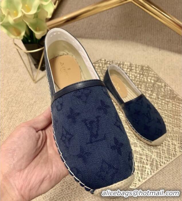 Low Price Louis Vuitton Monogram Denim Espadrilles 070872 Navy Blue