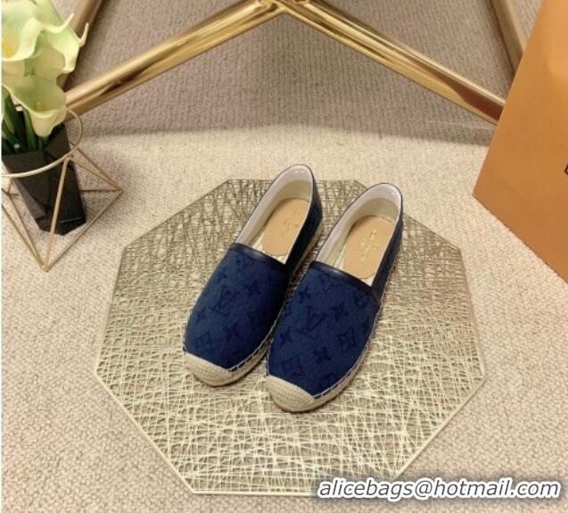 Low Price Louis Vuitton Monogram Denim Espadrilles 070872 Navy Blue