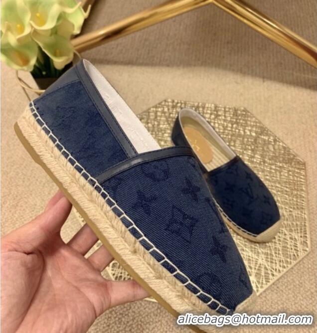 Low Price Louis Vuitton Monogram Denim Espadrilles 070872 Navy Blue