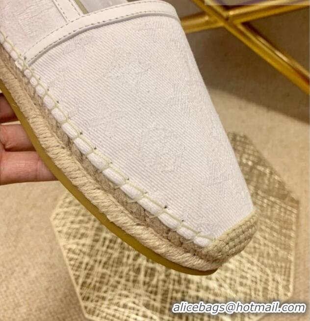 Shop Louis Vuitton Monogram Denim Espadrilles 070874 White