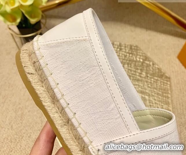 Shop Louis Vuitton Monogram Denim Espadrilles 070874 White