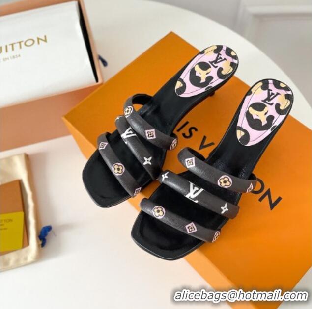 Good Quality Louis Vuitton Appeal Heel Slide Sandals 5.5cm 071435 Black 2021