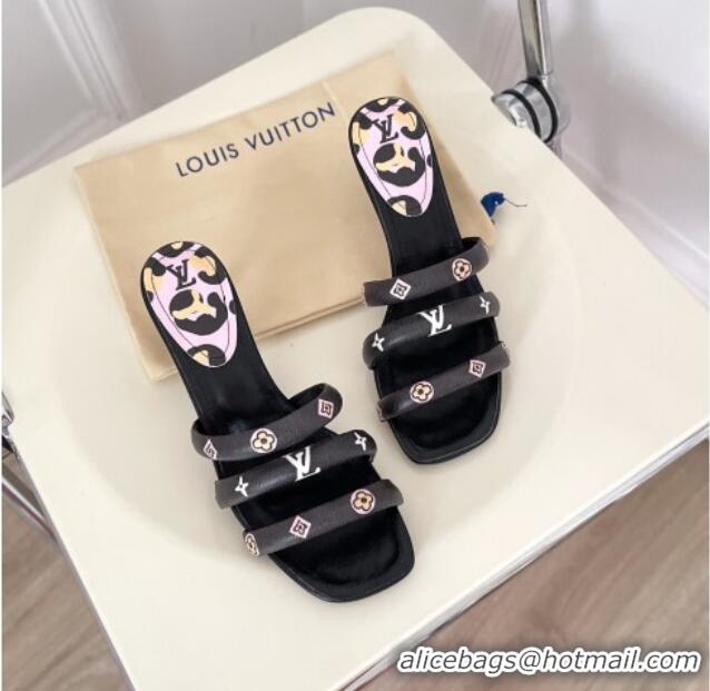 Good Quality Louis Vuitton Appeal Heel Slide Sandals 5.5cm 071435 Black 2021