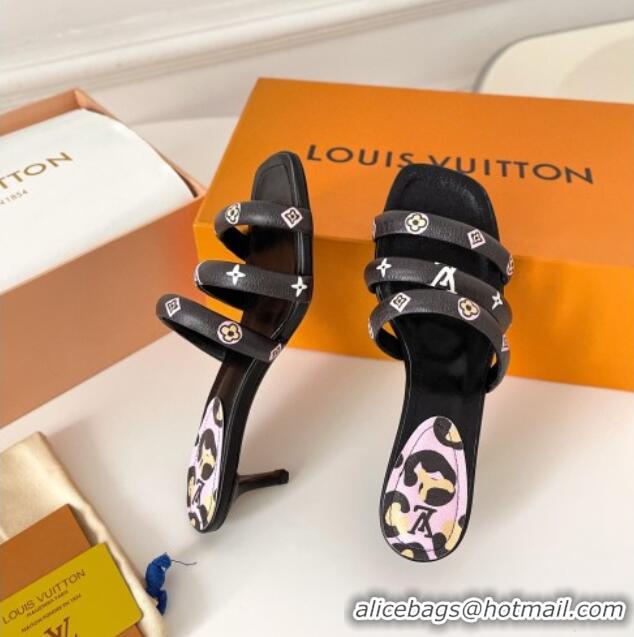 Good Quality Louis Vuitton Appeal Heel Slide Sandals 5.5cm 071435 Black 2021