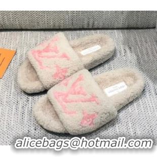 Perfect Louis Vuitton LV Wool Flat Slide Sandals 080964 White