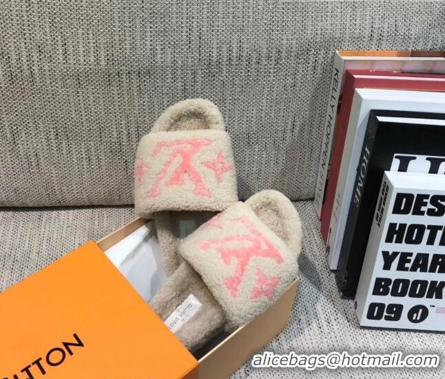 Perfect Louis Vuitton LV Wool Flat Slide Sandals 080964 White