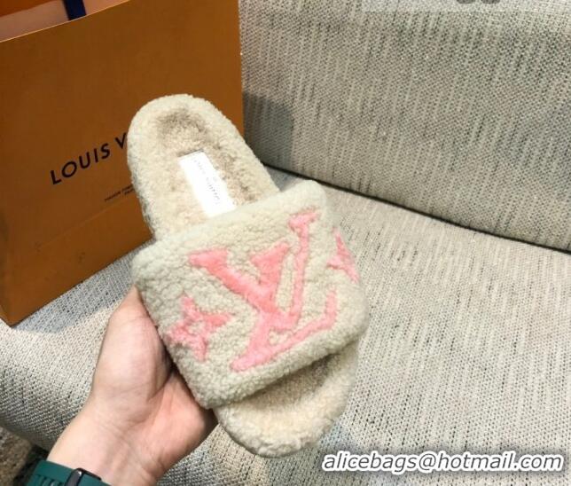 Perfect Louis Vuitton LV Wool Flat Slide Sandals 080964 White