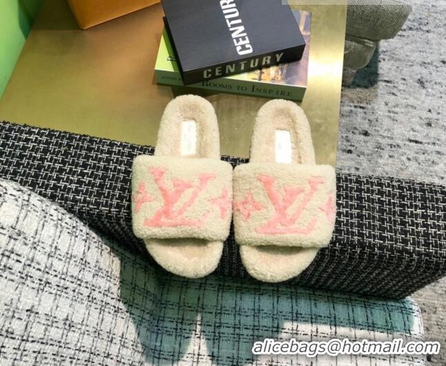 Perfect Louis Vuitton LV Wool Flat Slide Sandals 080964 White