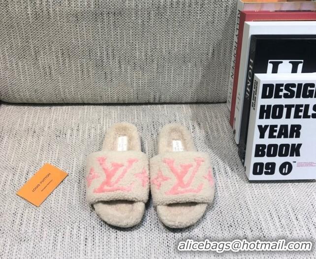 Perfect Louis Vuitton LV Wool Flat Slide Sandals 080964 White