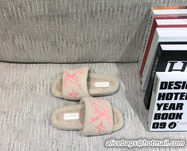 Perfect Louis Vuitton LV Wool Flat Slide Sandals 080964 White