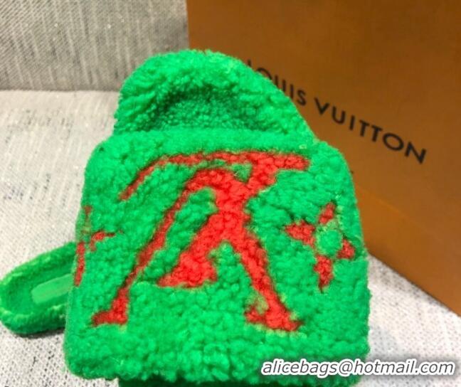 Charming Louis Vuitton LV Wool Flat Slide Sandals 080964 Green 