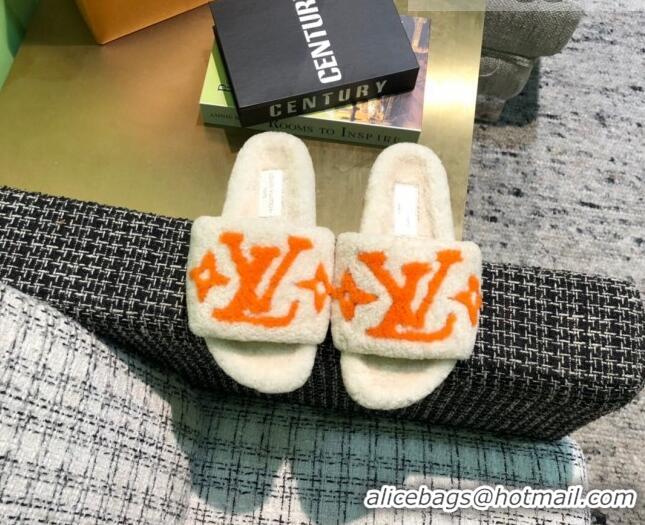 Best Product Louis Vuitton LV Wool Flat Slide Sandals 080964 White