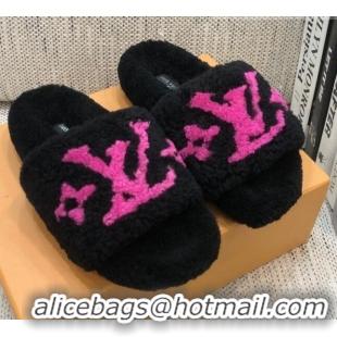 Trendy Design Louis Vuitton LV Wool Flat Slide Sandals 080964 Black