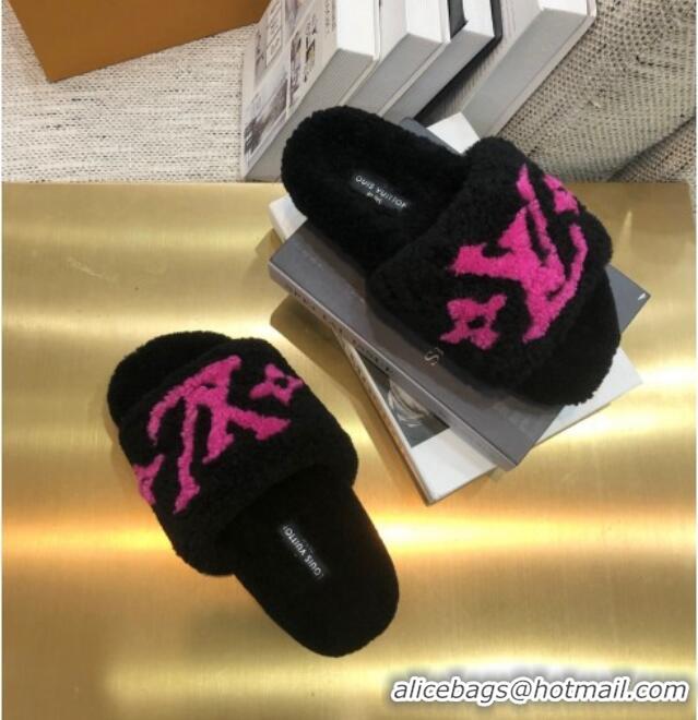 Trendy Design Louis Vuitton LV Wool Flat Slide Sandals 080964 Black