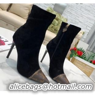 Discount Louis Vuitton Cherie Suede Ankle Short Boots 080976 Black