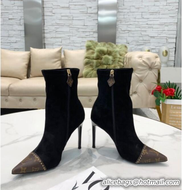 Discount Louis Vuitton Cherie Suede Ankle Short Boots 080976 Black