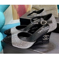 Low Price Chanel Crystal Wedge Pumps 080901 Silver 2021