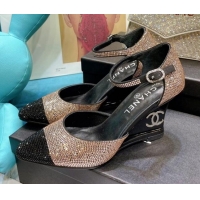 Super Quality Chanel Crystal Wedge Pumps 080901 Gold 2021