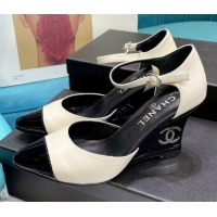 Good Taste Chanel Calfskin Wedge Pumps 080904 White 2021