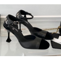 Best Price Chanel Lambskin Pumps 9cm with Logo Back Black 080918