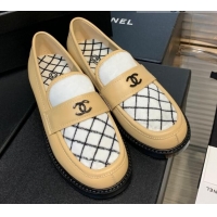 Low Price Chanel Quilted Fabric Loafers 080931 Apricot 2021