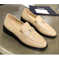 Unique Style Chanel Calfskin Loafers with Coin Charm G37932 Apricot 2021